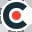 Circular icon with blue and white design featuring a red C letter in the center